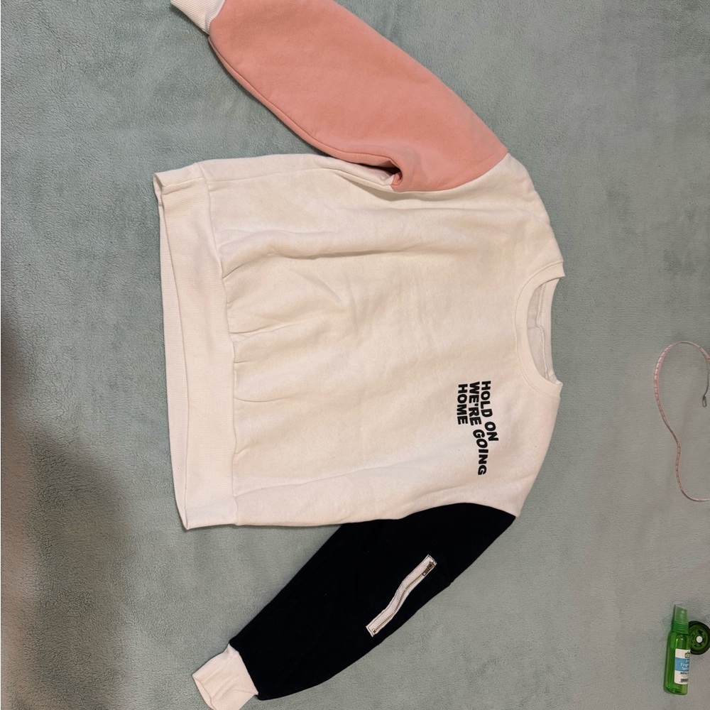Colorblock thick Sweatshirt with Text